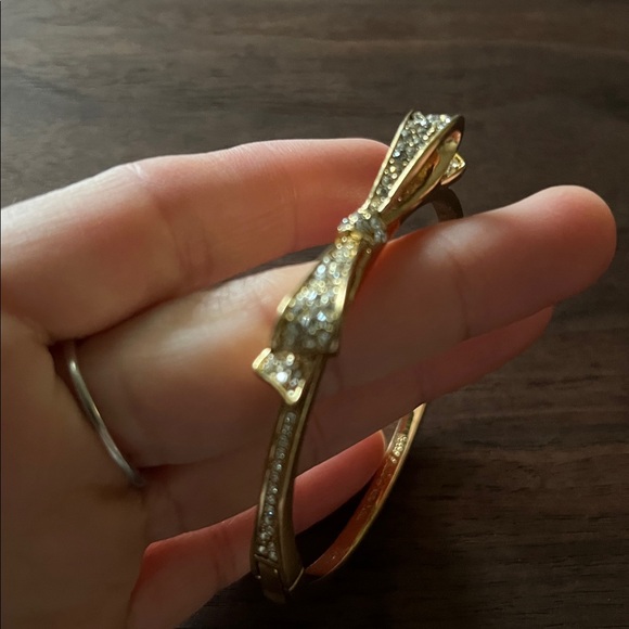 Kate Spade Love Notes Crystal Hinged Bangle Gold - Picture 3 of 15